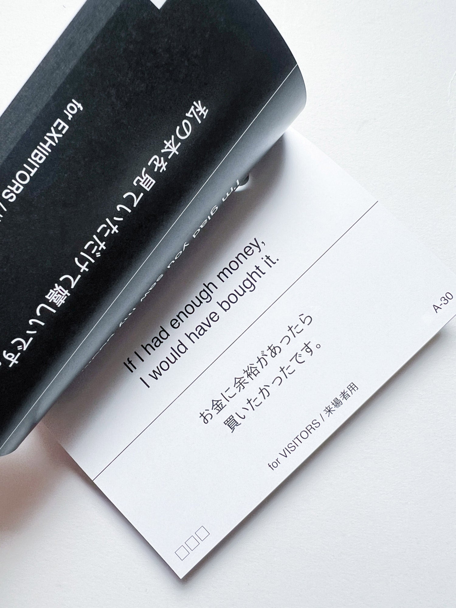 I’m not good at speaking English, so let me converse with this book. / 英語が分からないので、この本を使って会話させてください。 / Yumiko Tashiro