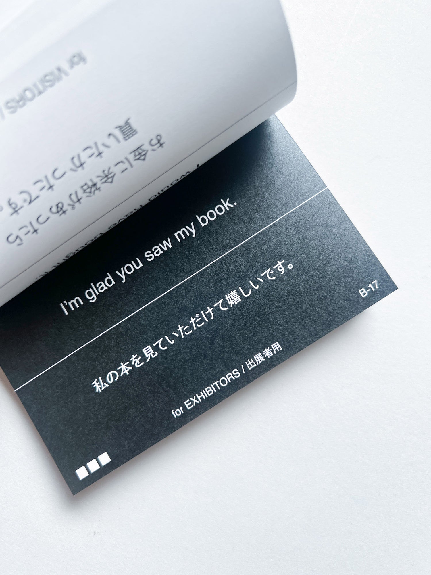 I’m not good at speaking English, so let me converse with this book. / 英語が分からないので、この本を使って会話させてください。 / Yumiko Tashiro