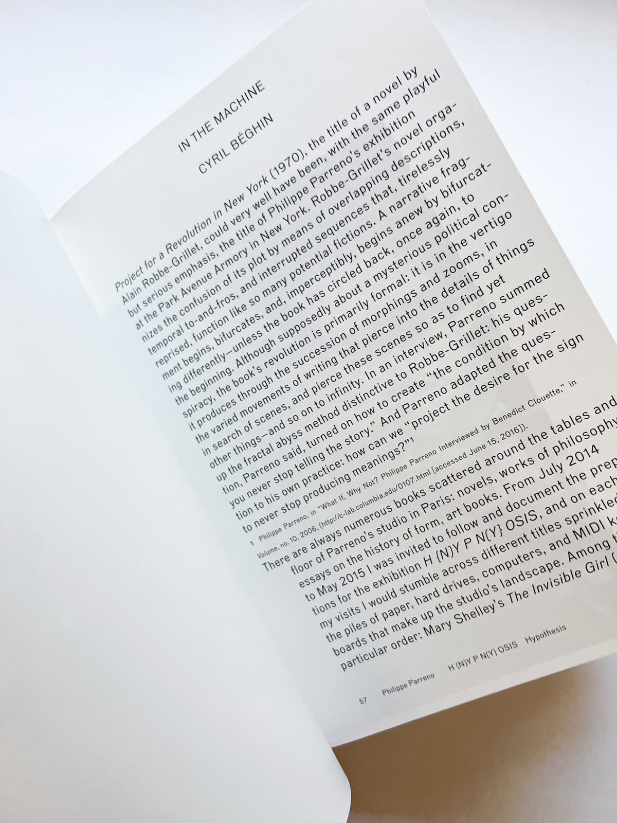 (H {N)Y P N(Y} OSIS  HYPOTHESIS / Philippe Parreno