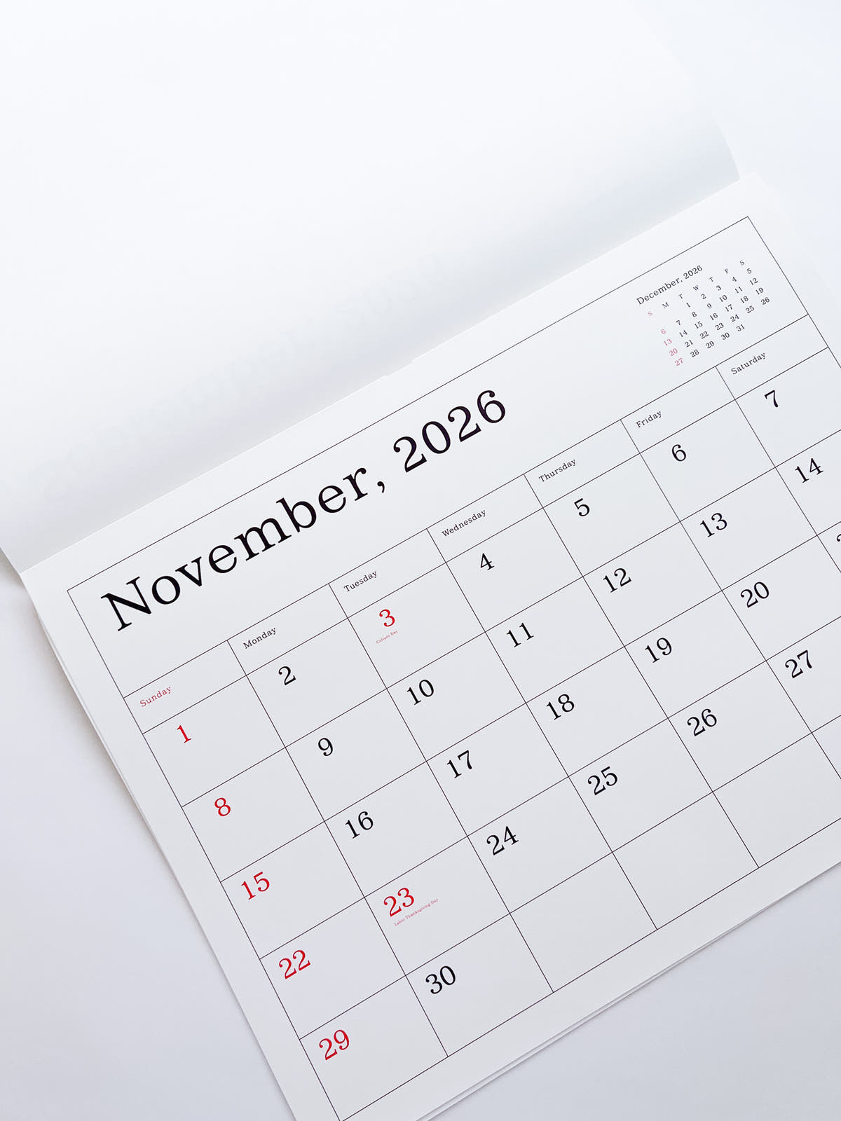 KASAI Kaoru Calendar 2026