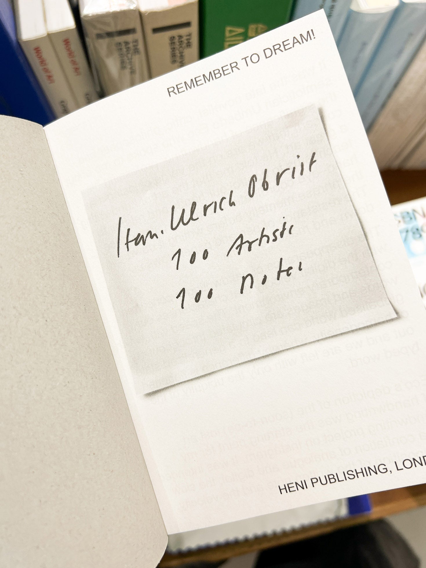 REMEMBER TO DREAM! / Hans Ulrich Obrist