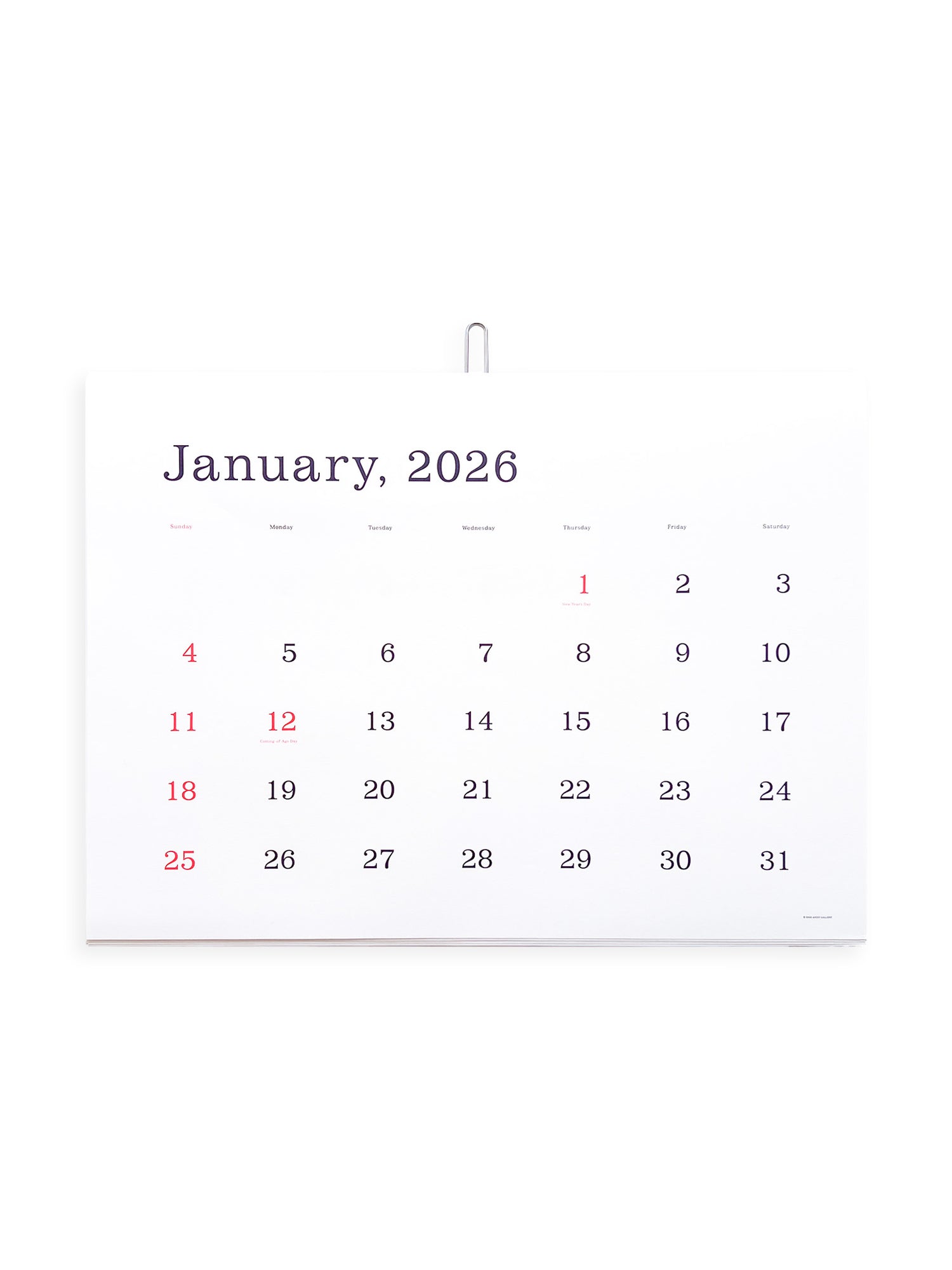 KASAI Kaoru Calendar 2026