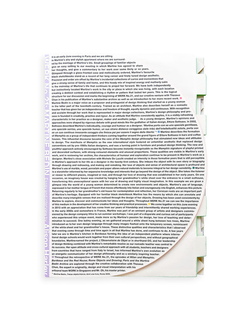 WERK No.21: Martine Bedin. Essay and interview by Alison Harley (2014)