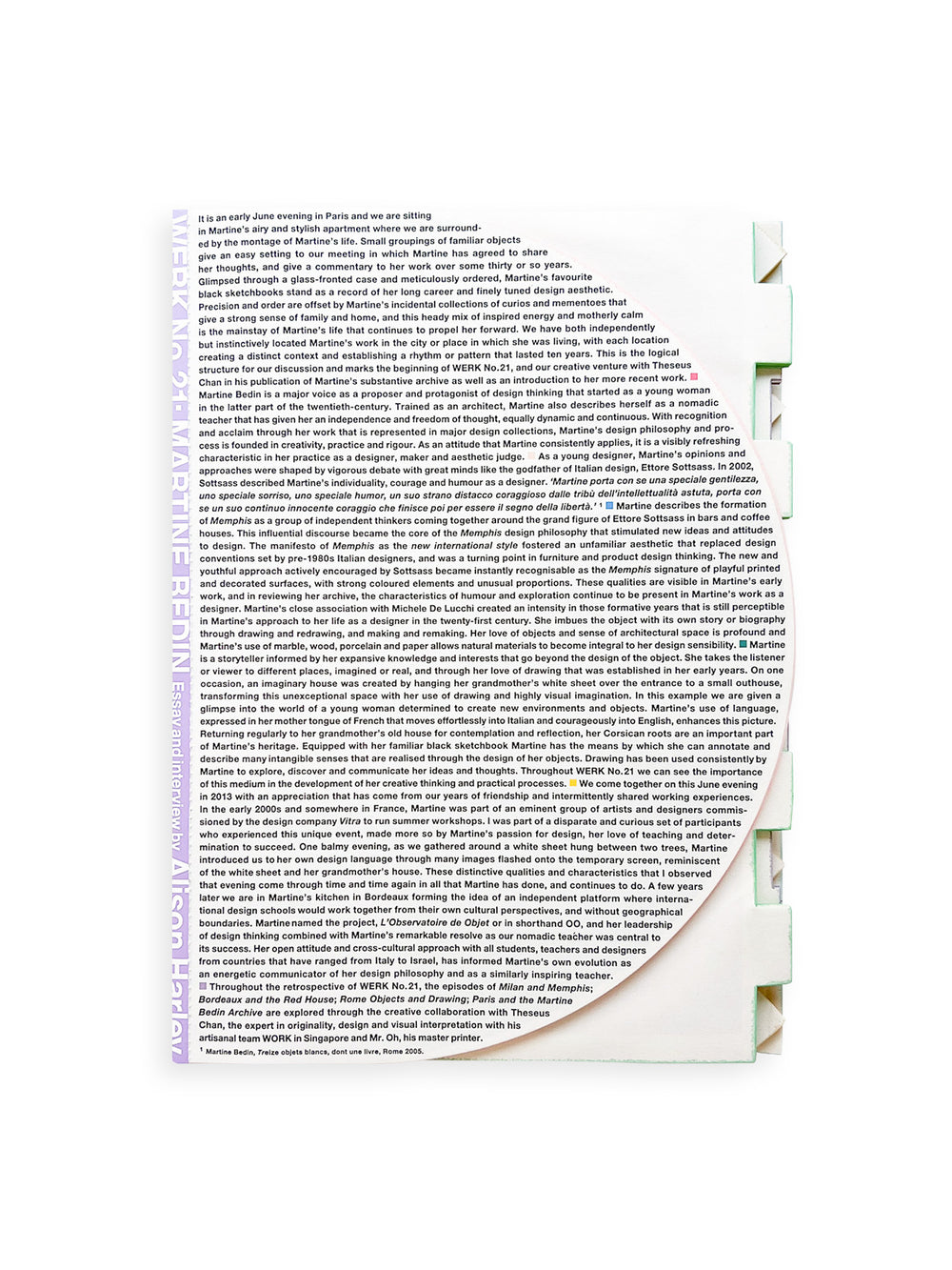 WERK No.21: Martine Bedin. Essay and interview by Alison Harley (2014)