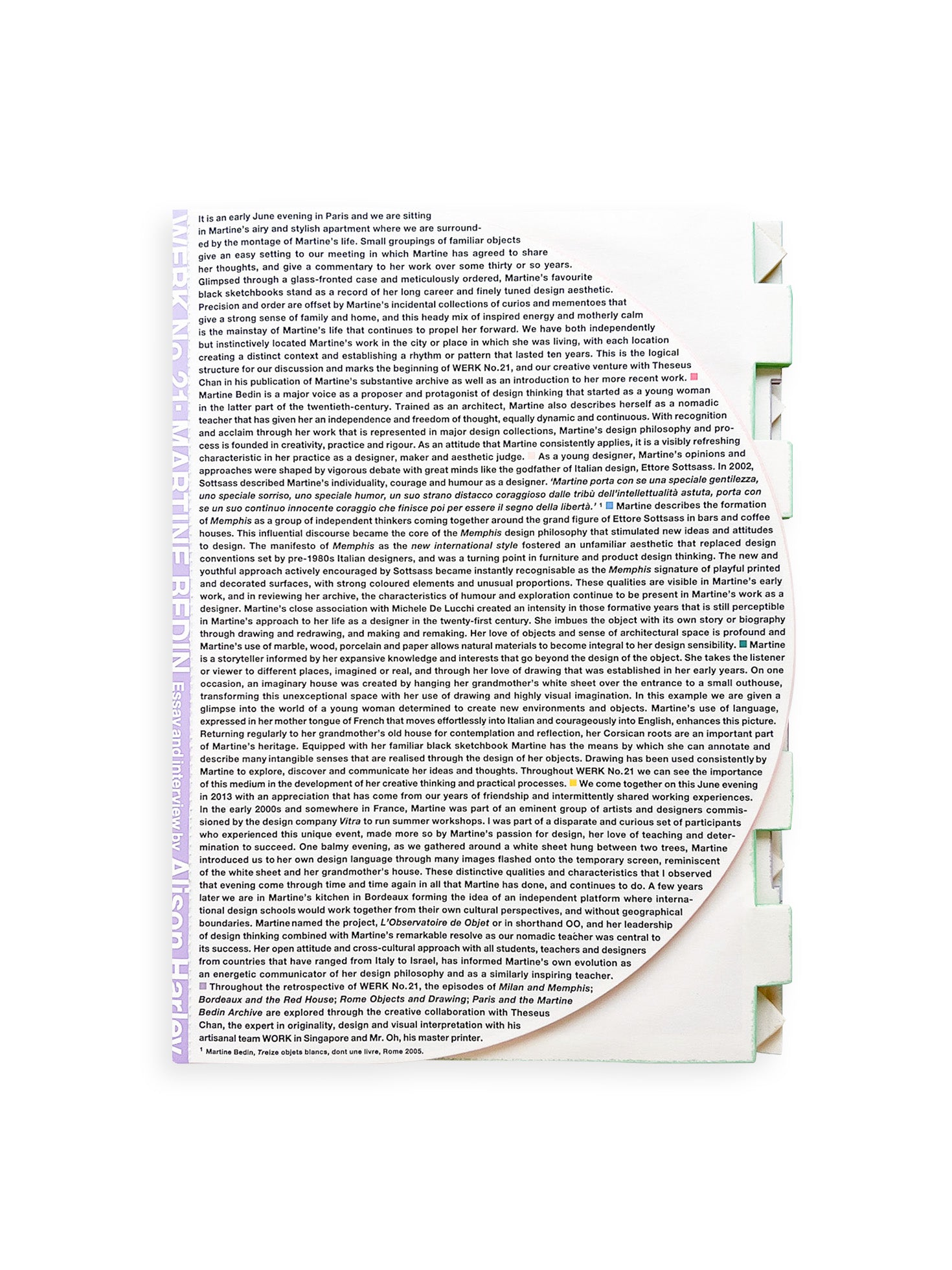 WERK No.21: Martine Bedin. Essay and interview by Alison Harley (2014)