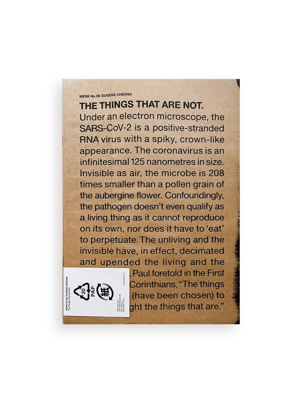 WERK No.28: Eugene Cheong “The Things That Are Not” (2021)